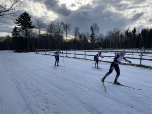 MTU skiers racing a mach sprint on their US Championship course