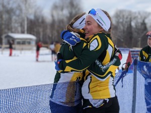 Members of the women's team celebrating after a win